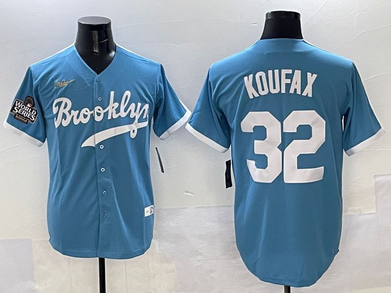 Men Los Angeles Dodgers 32 Koufax Light Blue Throwback 2025 Nike MLB Jersey style 37